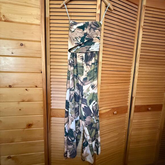 Girl and the Sun Waterfront Green and Yellow Strapless Jumpsuit in Size Medium. - Picture 12 of 12